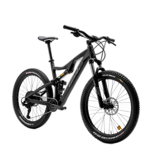 sleek, black, mountain, bike transparent PNG cut-out