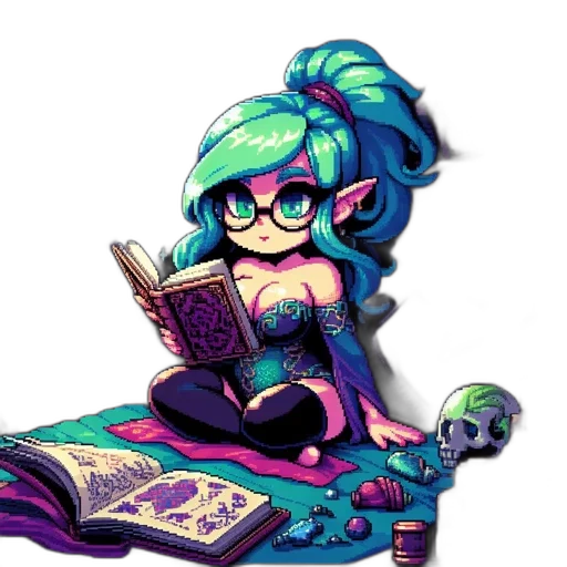 staff, dress, fantasy art, pixel art transparent PNG cut-out