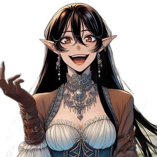 dress, jewelry, face, staff transparent PNG cut-out