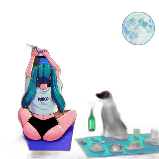 creature, vaporwave, concept art, anime transparent PNG cut-out