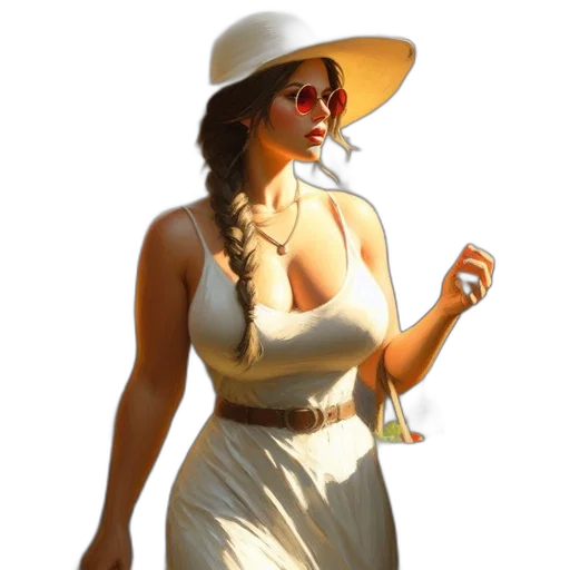 dress, hat, jewelry, staff transparent PNG cut-out