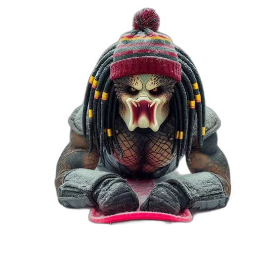 mask, hat, 3d render, fierce-looking transparent PNG cut-out