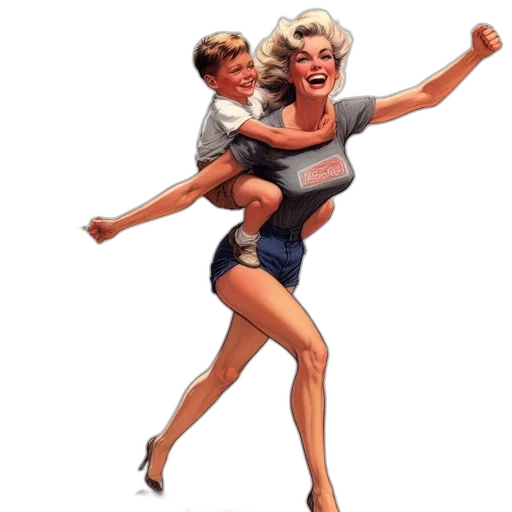 concept art, exuberant, woman, runs transparent PNG cut-out