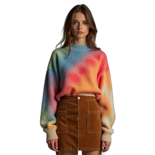 jacket, dress, vaporwave, colorful transparent PNG cut-out