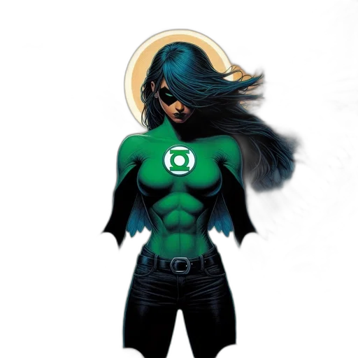 comic book art, concept art, green, woman transparent PNG cut-out