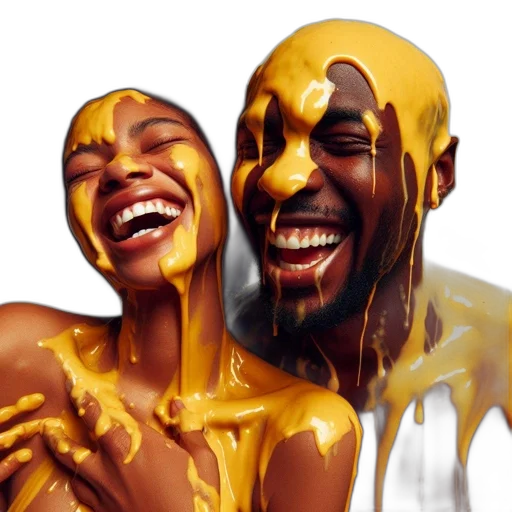 photorealistic, golden, two, people transparent PNG cut-out