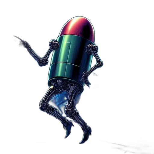 robot, creature, jacket, weapon transparent PNG cut-out