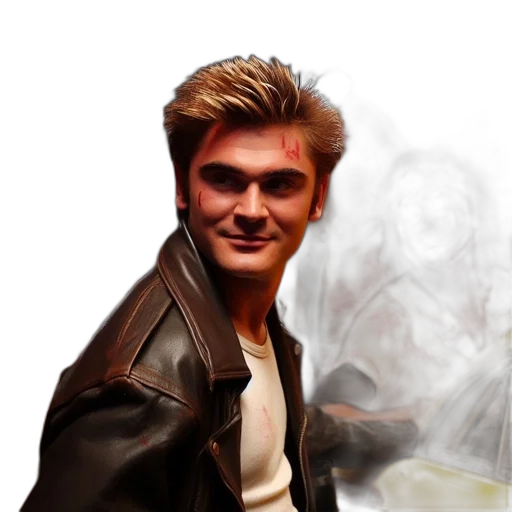 jacket, face, photorealistic, comic book art transparent PNG cut-out