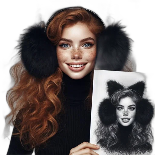 face, hair, jacket, hat transparent PNG cut-out