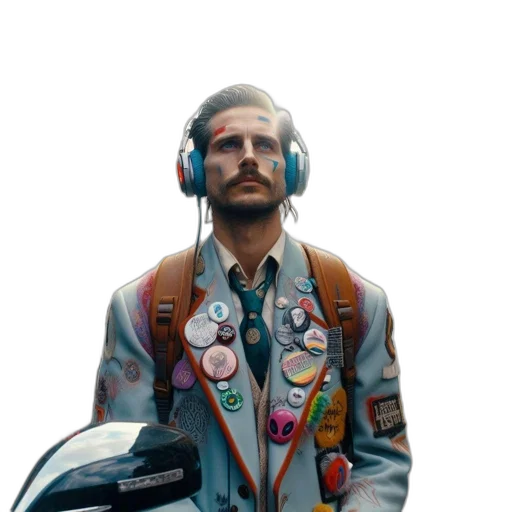 jacket, face, robot, staff transparent PNG cut-out