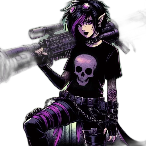 weapon, cyberpunk, concept art, pixel art transparent PNG cut-out