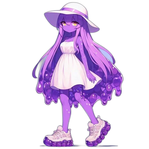 dress, hat, creature, vaporwave transparent PNG cut-out