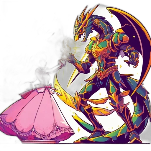 dragon, dress, robot, sword transparent PNG cut-out
