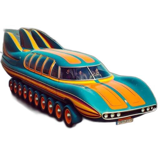 car, 3d render, concept art, unconventional transparent PNG cut-out