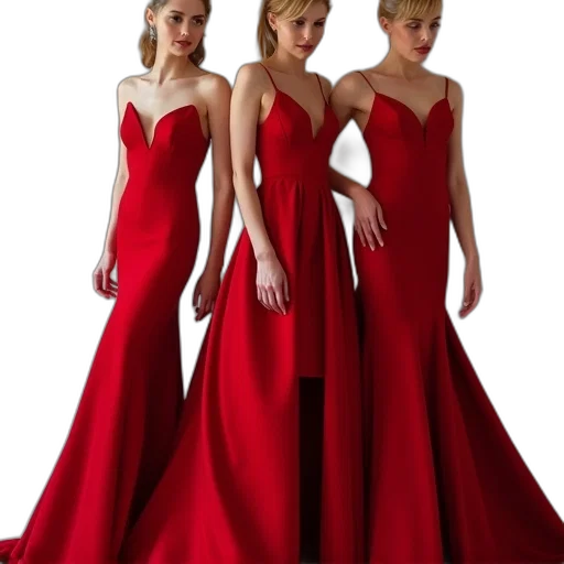 dress, photorealistic, red, prom transparent PNG cut-out