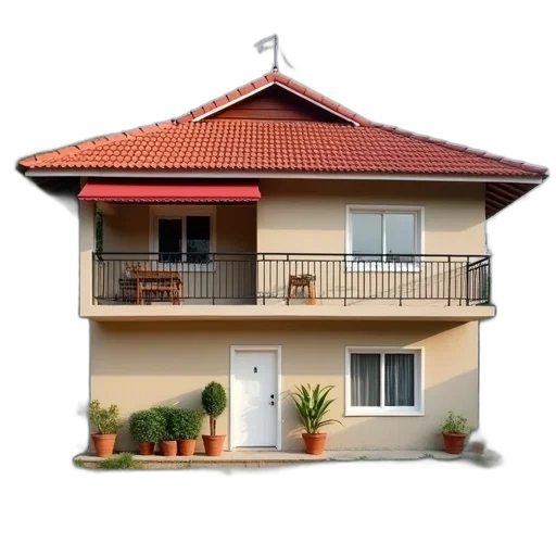 building, umbrella, furniture, 3d render transparent PNG cut-out