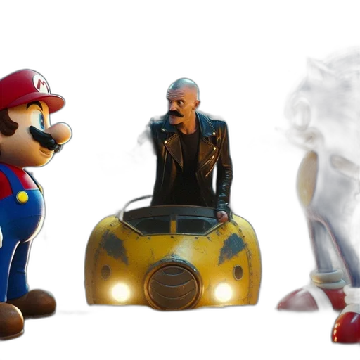concept art, 3d render, mario, bald transparent PNG cut-out