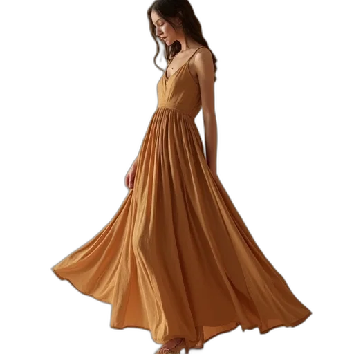 dress, photorealistic, golden, earth tones transparent PNG cut-out