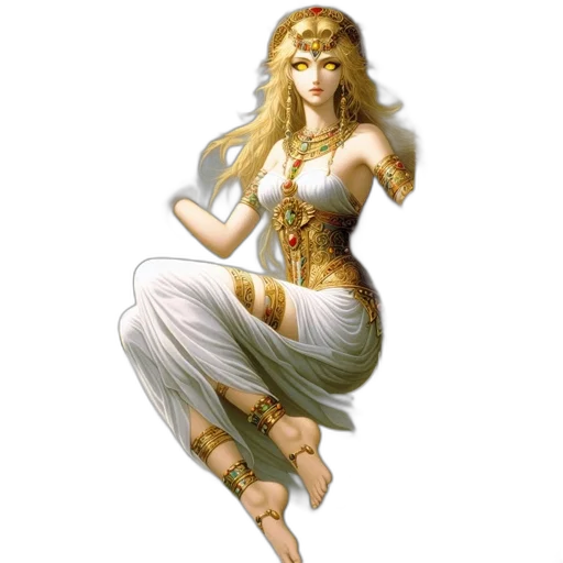 dress, jewelry, staff, fantasy art transparent PNG cut-out