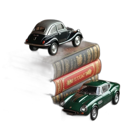 car, 3d render, books, accessories transparent PNG cut-out