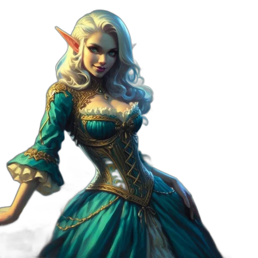 dress, fantasy art, concept art, comic book art transparent PNG cut-out