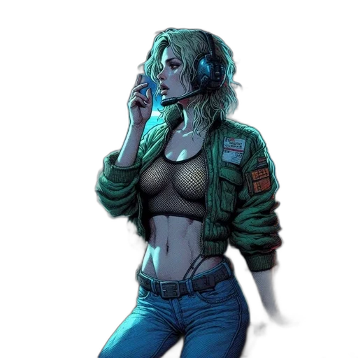 jacket, cyberpunk, comic book art, concept art transparent PNG cut-out