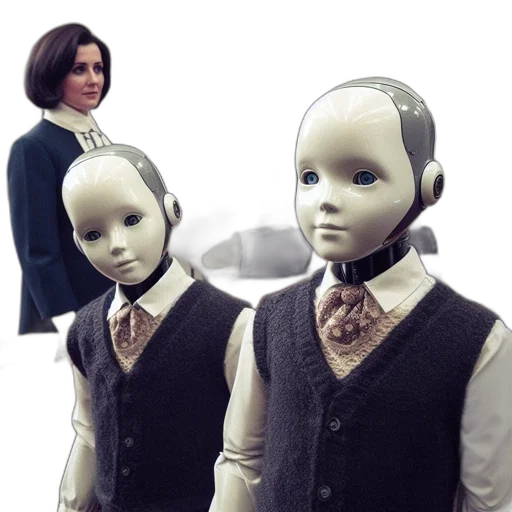 robot, 3d render, concept art, classroom transparent PNG cut-out