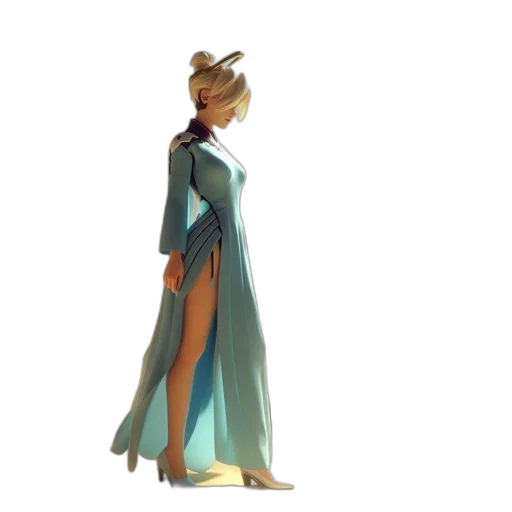 dress, staff, concept art, 3d render transparent PNG cut-out