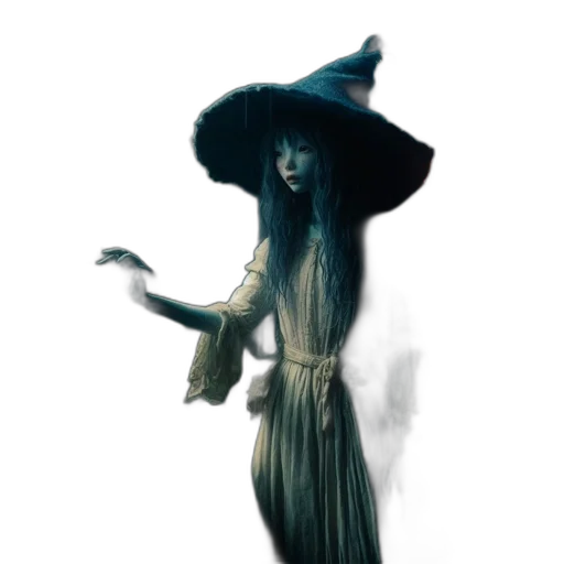 hat, dress, staff, creature transparent PNG cut-out