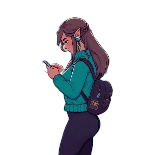 jacket, staff, concept art, cyberpunk transparent PNG cut-out