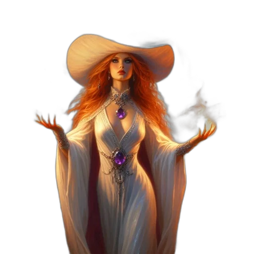 dress, staff, jewelry, fantasy art transparent PNG cut-out