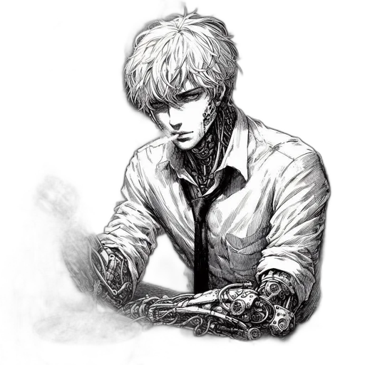 jacket, face, robot, staff transparent PNG cut-out