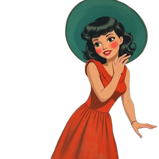 dress, hat, cartoon, concept art transparent PNG cut-out