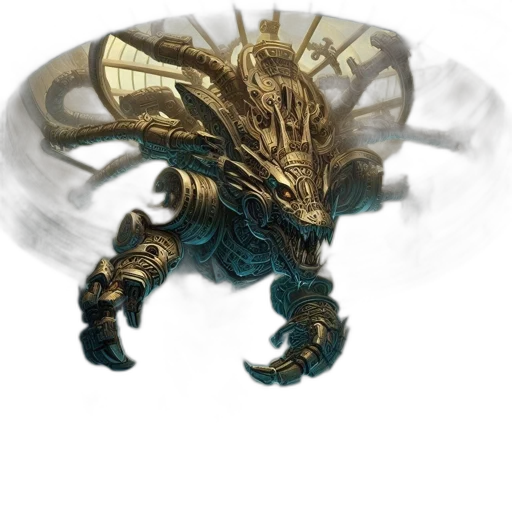 dragon, creature, mask, staff transparent PNG cut-out