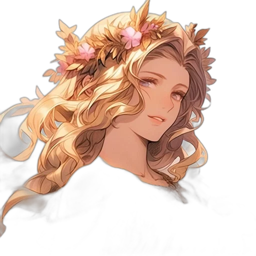 crown, flower, face, staff transparent PNG cut-out