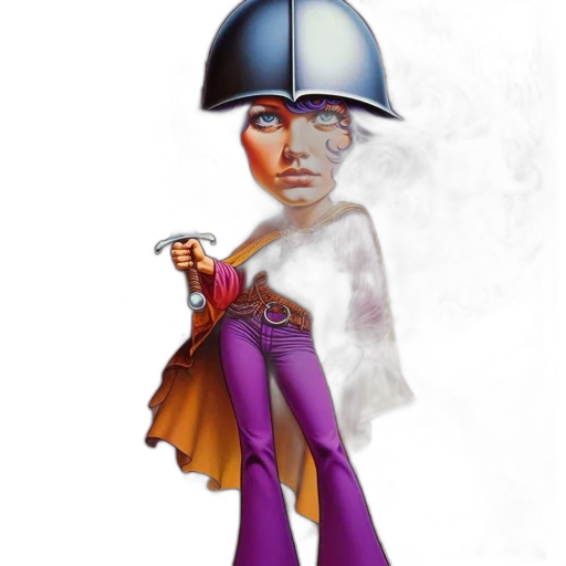 robot, staff, sword, hat transparent PNG cut-out