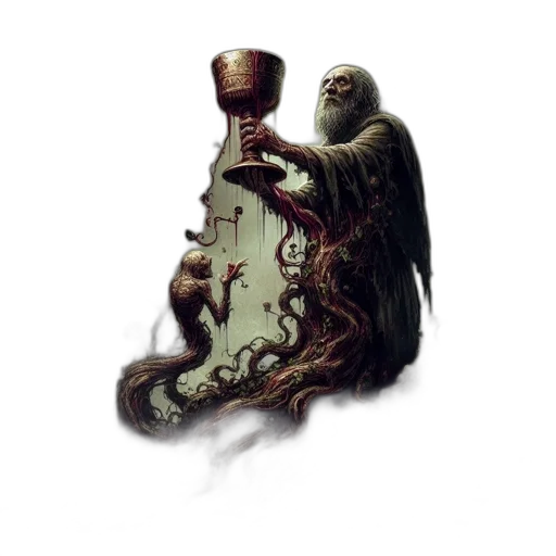 bottle, staff, creature, mask transparent PNG cut-out