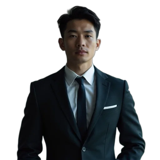 staff, jacket, face, photorealistic transparent PNG cut-out
