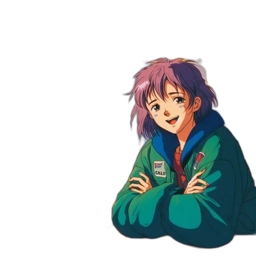 jacket, creature, vaporwave, anime transparent PNG cut-out