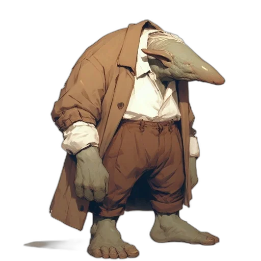 jacket, mask, creature, staff transparent PNG cut-out
