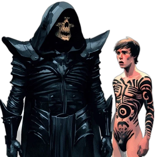 concept art, comic book art, two, contrasting transparent PNG cut-out