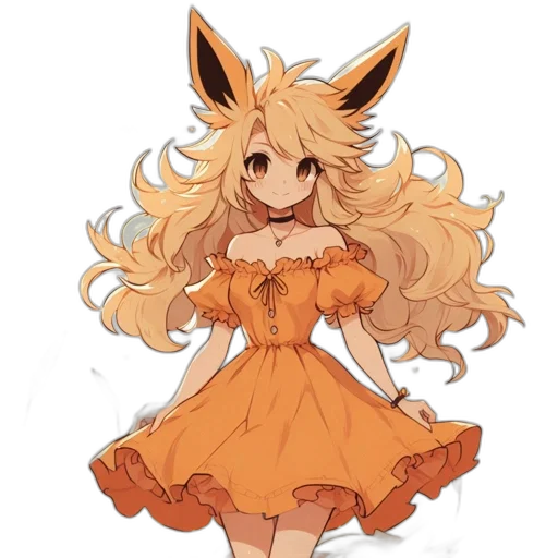 dress, staff, animal, hair transparent PNG cut-out