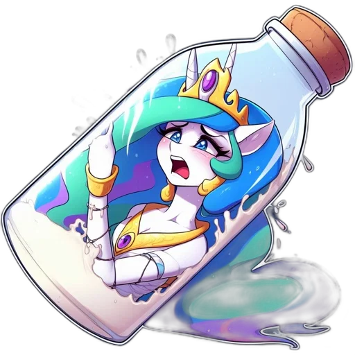 bottle, crown, vaporwave, pixel art transparent PNG cut-out