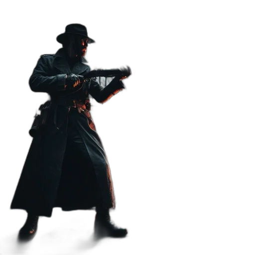 weapon, staff, hat, jacket transparent PNG cut-out