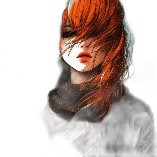 face, mask, hair, jacket transparent PNG cut-out