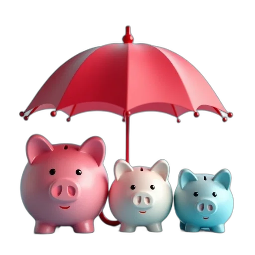 umbrella, collection, three, piggy transparent PNG cut-out