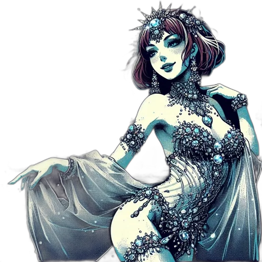 dress, jewelry, fantasy art, comic book art transparent PNG cut-out
