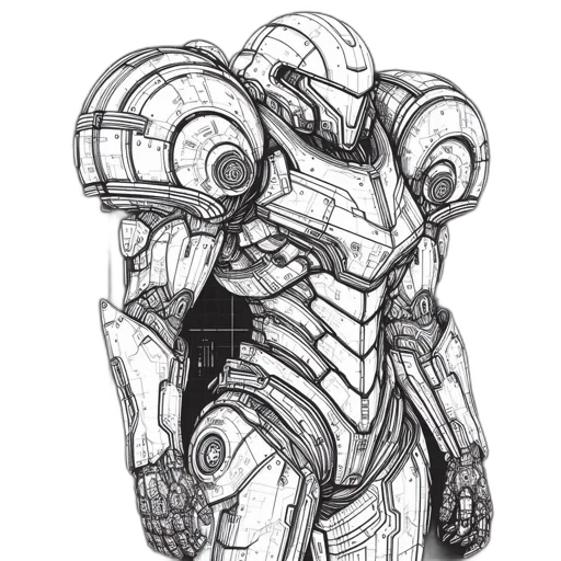 robot, concept art, pencil sketch, fantasy art transparent PNG cut-out