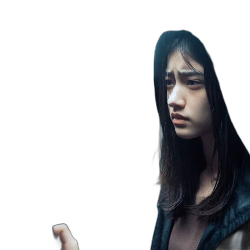 face, jacket, hair, staff transparent PNG cut-out