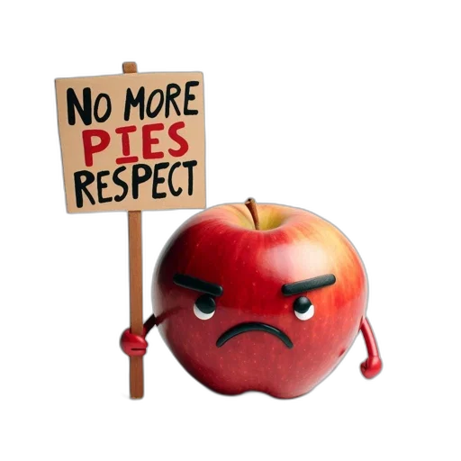 anthropomorphized, red, apple, grumpy transparent PNG cut-out